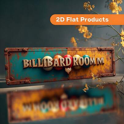 لوحة ديكور مسطحة 2D مع إطار معدني ريفي، خلفية نسيجية، حرف كبير بارز ، وتصميم قلب مركزي، لافتة ديكورية مثالية لتعزيز ديكور غرفة المعيشة والمقهى