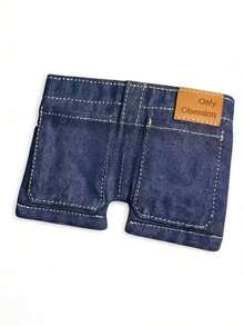 1pc Foldable Blue Denim Mini Wallet Jeans Style With Two Back Pockets, Card Holder Coin Purse Unisex, Novelty Gift For Men Women - View 5