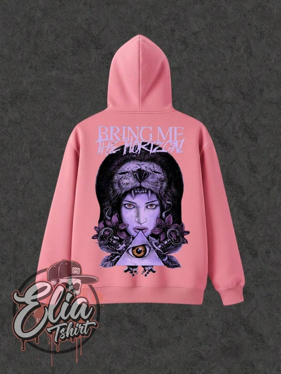 Comfortable Basic Sweatshirt For Everyday Wear. Bring Me The Horizon Music Singer Famous International National Urban Culture Rock Metal Rock N Roll Famous Band Singer Unisex Sweatshirt For Men And Women 50% Cotton 50% Polyester Top Premium Streetwear New Release Immediate Shipping Various Colors!! - Rosa - 查看 1