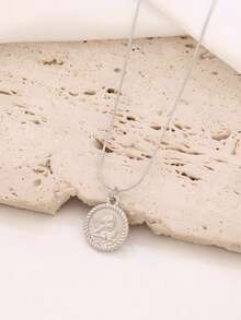 1件装不锈钢天使吊坠项链，女士时尚精致18K镀金饰品，项链项链 - 項鍊 - 查看 2