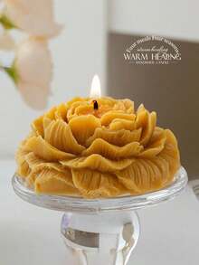 1支牡丹香氛蜡烛（限量牡丹香型），适合学生、节日礼物、返校季、宿舍装饰、婚礼、母亲节、情人节、圣诞节（天然蜡材，手工花卉设计，持久留香） - 莫蘭迪黃 - 查看 5