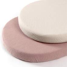 2件套婴儿床单，男女宝宝通用，柔软透气，适用于椭圆形摇篮、摩西篮、长方形床垫。 - 彩色 - 查看 9