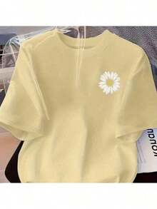 Camiseta feminina unissex Margarida moda minimalista sofisticada streetwear blogueirinha- CAM11 - Bege - Visão 3