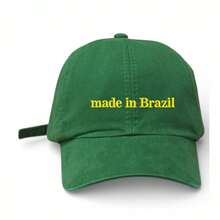 Unisex Dad Hat In 100% Cotton Twill With Curved Brim, Custom Designed. Only Available In Brazil. - Green Flag Embroidered Yellow - View 5