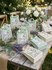 10pcs Elegant Vintage French-Style Paper Gift Boxes Featuring Birds And Flowers, With Ribbon Handles-Perfect For Weddings, Bridal Showers, Birthdays, Bridal Gifts, And Bridal Shower Decorations - Multicolor - View 5