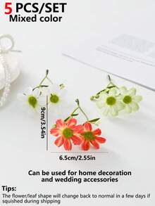 5支仿真雏菊、假樱花、仿真植物，适用于家居、餐厅、客厅、户外花园装饰、插花、摄影道具，适合春秋季节，可用于花瓶、花墙、花环、新娘捧花、婚礼装饰、DIY花环材料、生日派对装饰、家居装饰配件、情人节等场合。 - 彩色 - 查看 8