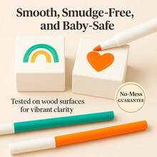 Baby Shower Blocks Decorating Game – 48 White Wooden Cubes To Decorate, Storage Box, 12 Acrylic Markers & Instruction Sign - 白色積木套裝 - 查看 6