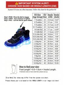 GUANGLAN Zapatos con luces LED recargables por USB de 7 colores para niños, zapatillas de malla transpirable con botón giratorio, diseño de dibujos animados, adecuados para primavera, verano, otoño, tallas de niño pequeño/niño pequeño/niño grande - Azul - Ver 2