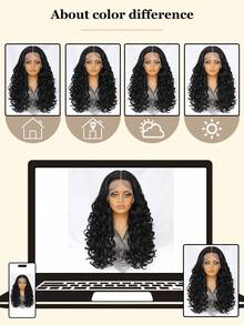 Tóc giả Latisha 13*6 HD Synthetic Lace Front Wigs kiểu xoăn, đã tỉa sẵn, có mái, dành cho nữ, điểm nhấn là tóc con, dài 24 inch. - Nhiều màu - Xem 12