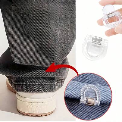 Invisible Seamless Pant Leg Clips - Adjustable Non-Slip Clips Suitable For Jeans, Wide-Leg Pants, Fabric Tailoring - Plastic Clips With Strong Grip