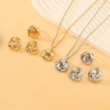Women's Necklace, Ring And Earrings Set With Knot Design, Elegant And Contemporary Look - Vàng - Xem 7