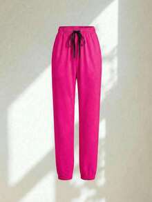 Conjunto uniforme médico quirúrgico set 2 piezas dama mujer manga corta cuello v pantalón jogger resorte cordón cómodo - Rosa Fucsia - Ver 6