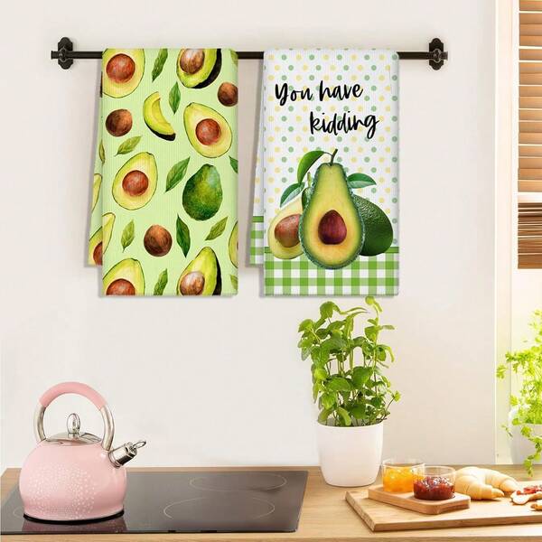 2pcs/Set Avocado Print Kitchen Towels, Quick Dry Dish Cloths, Tea Towels, Suitable For Bathroom, Kitchen, Outdoor Picnic, Size: 45X70CM