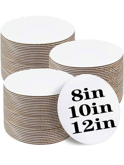 10pcs/1pc 8/10/12 Inch Round White Cake Boards, White Cake Round Base, Sturdy And Durable, Suitable For Displaying Cakes, Breads, Desserts