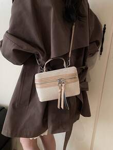 Hàng mới về năm 2026, bán sỉ, độc đáo, chất lượng cao, hộp đựng mỹ phẩm, túi đựng son mini, túi đeo vai chéo cho nữ. - Màu Khaki - Xem 4