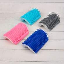 Wall-Mounted Cat Self-Cleaning Grooming Comb | Durable PP Material, Easy-To-Use Adhesive Strip, Convenient Assembly, Space-Saving Design, Ergonomic Pet Grooming Tool For Kittens And Small Dogs | Lightweight, High-Quality Bristles - Multicolor - View 5