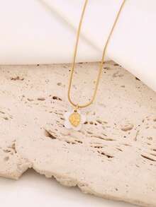 1pc Stainless Steel Ocean Conch Pendant Necklace For Women Fashion 8K Gold Plated Flower Shell Charms Chain Necklaces Jewelry - Necklace - View 4