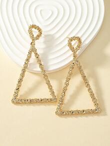 1 Pair Minimalist Geometric Hollow Triangle Dangle Earrings, Suitable For Daily Wear - Triangle Earrings - View 2