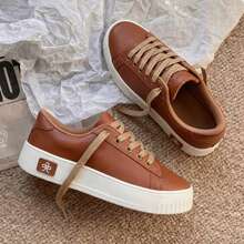 Women's Casual Minimalist Soft Sneakers For Outings And Urban Looks - Stylish Casual Lace-Up Party - 布朗 520 - 查看 9