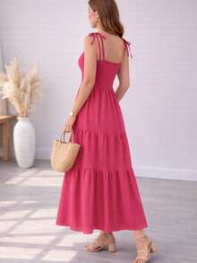 Floral Maxi Dress – Elegance And Comfort - 玫紅色 - 查看 3