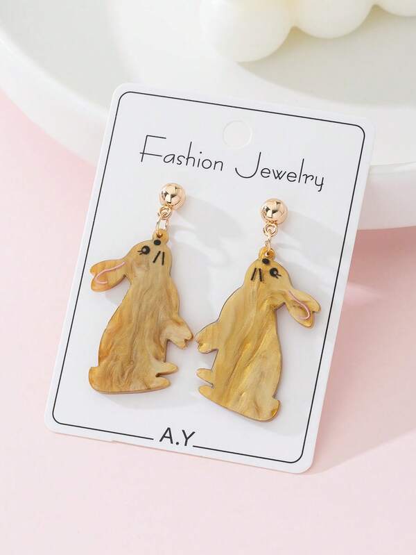 1 Pair Cute Rabbit Design Fashion Jewelry Earrings For Women, Perfect Gift For Easter Party