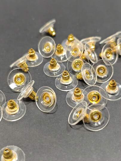 10/30/80/120 piezas Soportes de pendientes con forma de bala chapados en oro, soportes de pendientes con disco dorado, soportes de pendientes cómodos para pendientes de aro, recambios de soportes de pendientes transparentes, soportes de pendientes planos, adecuados para accesorios de joyería DIY de pendientes para evitar pérdidas y deslizamientos, fijadores de pendientes DIY con cierre, tapones de pendientes transparentes, aplicables para pendientes, colgantes, para uso diario y ocasiones especiales, soportes de pendientes, fáciles de instalar