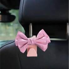 AD High-End Leather Bowknot Car Seat Back Hook, Multifunctional Car Interior Storage Small Hanger - Pink - View 2