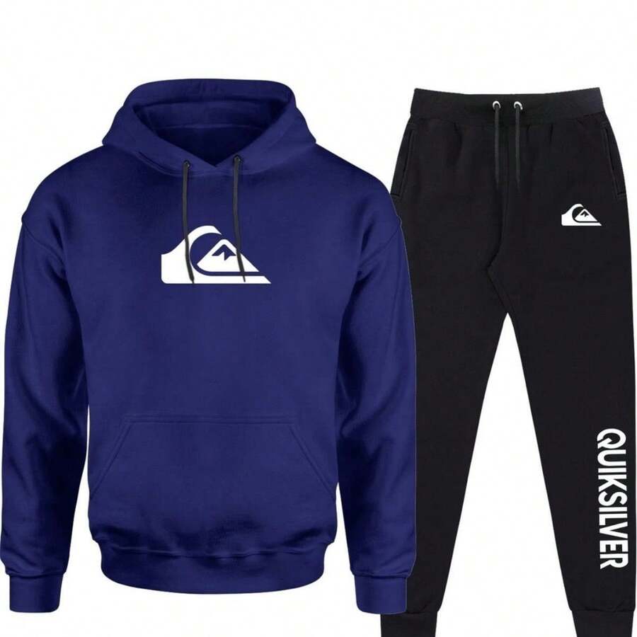 Fleece Sweatshirt And Pants Set For Winter - Azul Marino - Ver 1