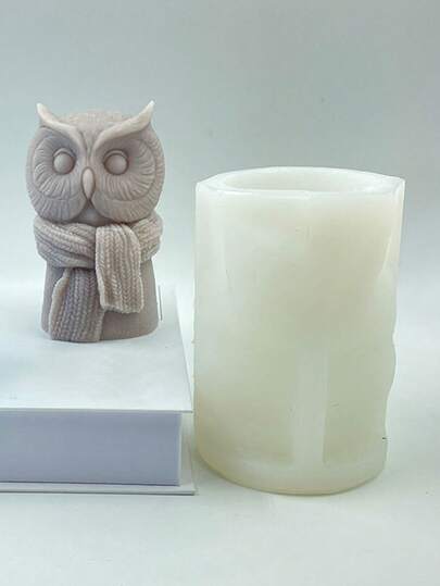 猫头鹰造型蜡烛模具，DIY猫头鹰蜡烛石膏装饰硅胶模具