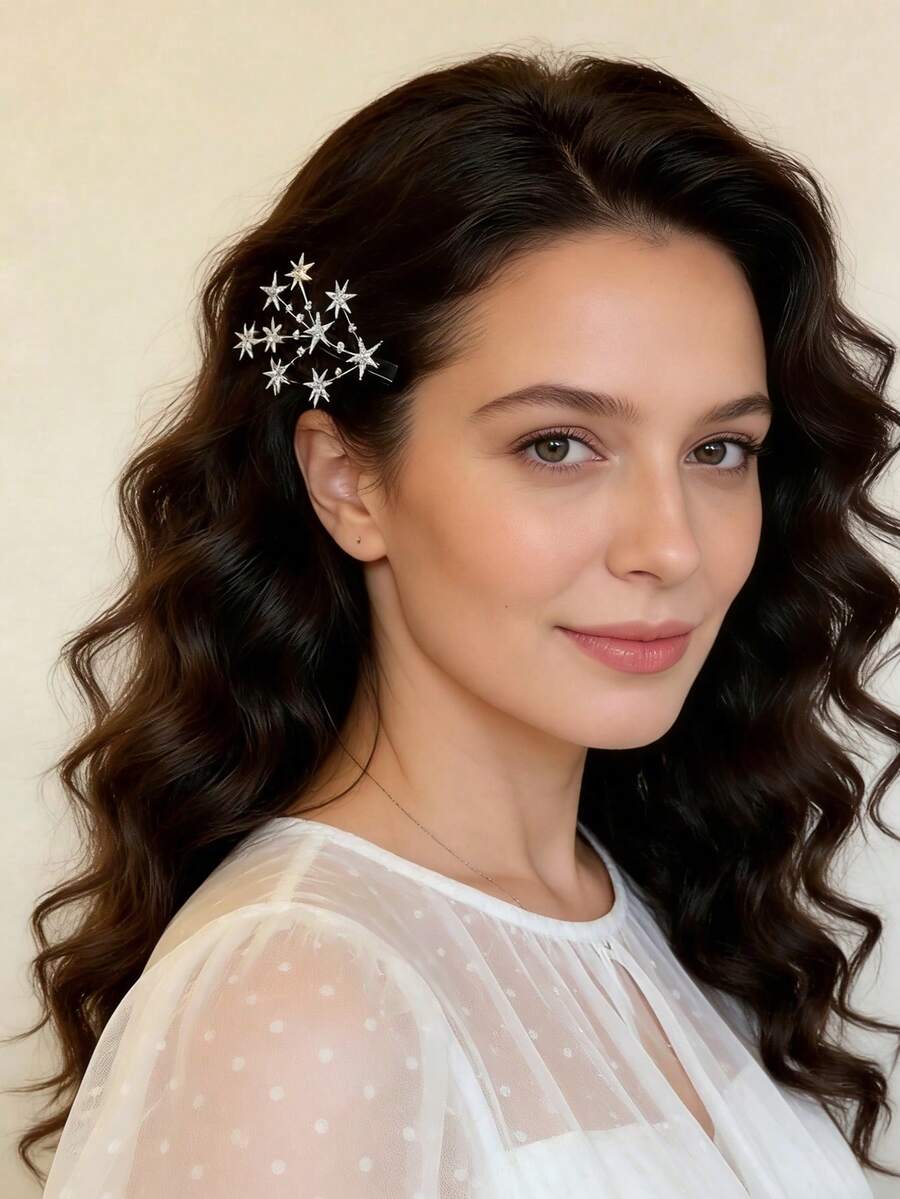 2 Pieces New Women's Starry Sky Tree Branch Hair Clips For Back Of Head And Sides, Bangs Clips, Fairy Style Fashion Duckbill Clips Headwear - Multicolor - View 1