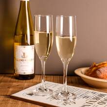 6/12只装 6盎司可重复使用经典香槟杯，带柄香槟杯，适合派对、婚礼和居家使用 - 查看 6