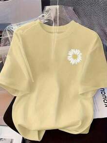 Camiseta feminina unissex Margarida moda minimalista sofisticada streetwear blogueirinha- CAM11 - Bege - Visão 2
