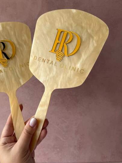 ESPELHO de mao de VIDRO *COM SUPORTE* personalizado GLOW acrilico  para consultorio estudio clínica design