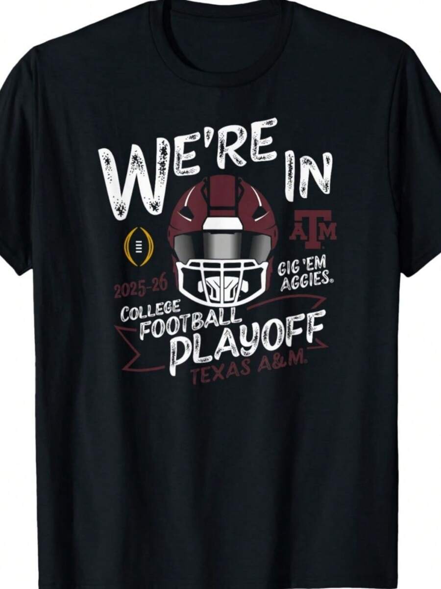 Texas A&M Aggies CFP College Football Playoff 2025-26 T-Shirt - Black - View 1