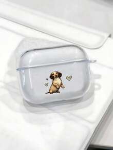 1pc Transparent Vibrant Puppy Heart Pattern Shockproof Protective Earbud Case, Durable Earbud Protector, Fashionable Daily Use Earbud Case Compatible With AirPods 1/2/3/4/Pro/Pro2/Pro3 - Clear - View 2