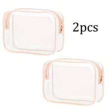 4件套黑色极简男女通用洗漱包，防水透明化妆包，1夸脱容量，适合旅行，男女皆宜，可携带登机，可作为礼物赠送，假日必备，女士夏季沙滩包，旅行必备，返校用品 - 粉色 - 查看 19