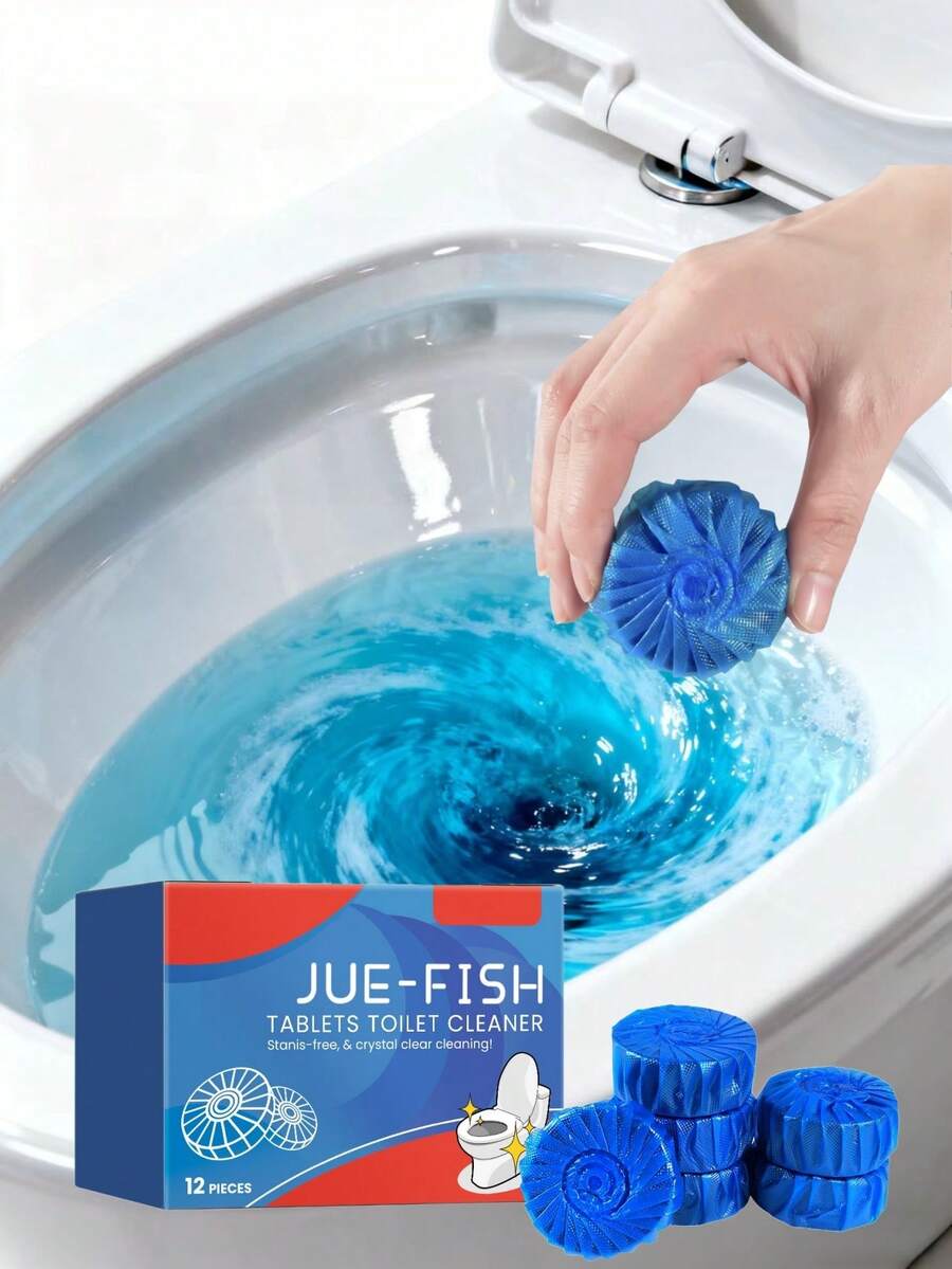 JUE FISH 骊鱼牌；12片装；马桶清洁片；清洁剂；马桶清洁片；有效清洁马桶、水箱、水管等顽固污渍