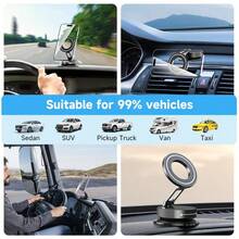 1pc Magnetic Car Phone Holder, Vacuum Suction Cup 360° Rotation, Strong Magnet Foldable Dashboard Windshield Mount, Suitable For Multi-Scenarios, Hands-Free Driving, Streamlined Design - Black - View 7