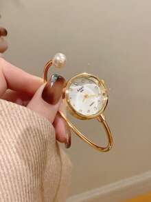 1pc Square Gold-Tone Bracelet Watch For Women, Minimalist & Fashionable, Suitable For Daily Wear And An Ideal Gift Choice - Gold - View 7