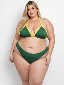 Biquíni Plus Size Asa Delta Fio Dental Verde e Amarelo Copa Biquini Do Brazil - VERDE E AMARELO - Visão 2