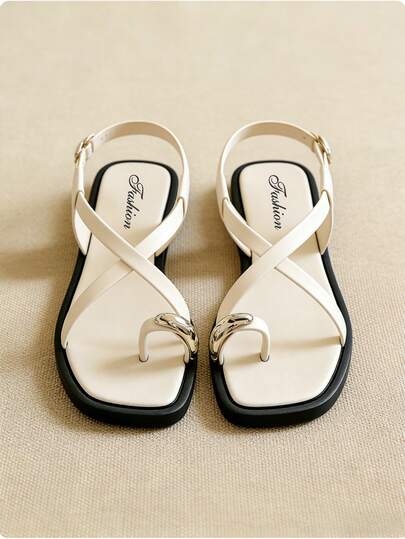 Women's Solid Color Open Toe Flat Sandals, Women's Summer Sandals, New Beach Sandals, Elegant Casual Versatile Women's Flat Slide Sandals, Women's Flat Sandals, Open Toe Sandals, Open Toe Slippers, Apricot Slippers, Apricot Sandals, Thong Sandals, Thong Sandals