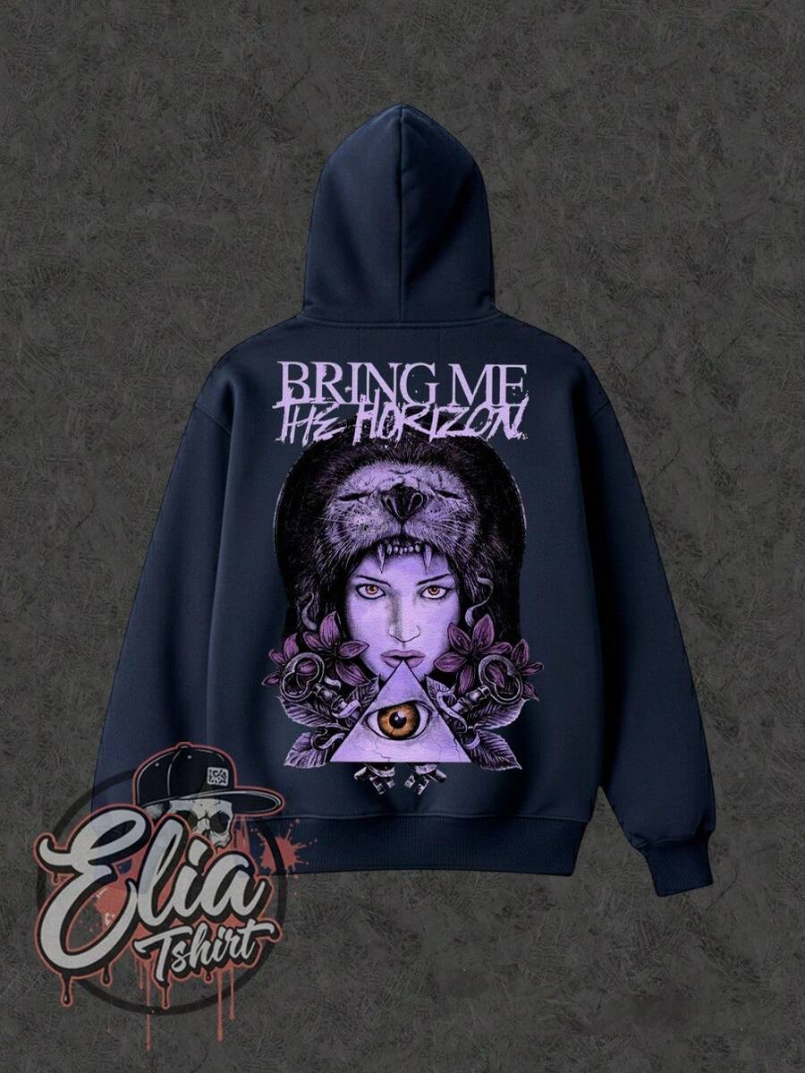 Comfortable Basic Sweatshirt For Everyday Wear. Bring Me The Horizon Music Singer Famous International National Urban Culture Rock Metal Rock N Roll Famous Band Singer Unisex Sweatshirt For Men And Women 50% Cotton 50% Polyester Top Premium Streetwear New Release Immediate Shipping Various Colors!! - 藏蓝色 - 查看 1