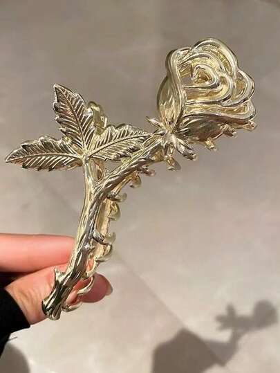 Vintage Metal Rose Flower Hair Clip, French Romantic Claw Clip For Bun Hairstyle, Valentine's Day Gift Women Hair Claws Winter Hair Accessories Fashion Hair Clutch Casual Hair Jaw Clip Summer