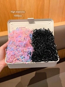 约1000个/包，基础款一次性发圈，适合日常使用，可作发饰 - 彩色 - 查看 5