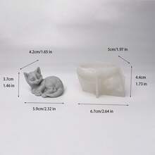 3D Cat Gypsum Resin Mold, DIY Cute Cat Candle/Wax Melt Silicone Mold - White - View 3