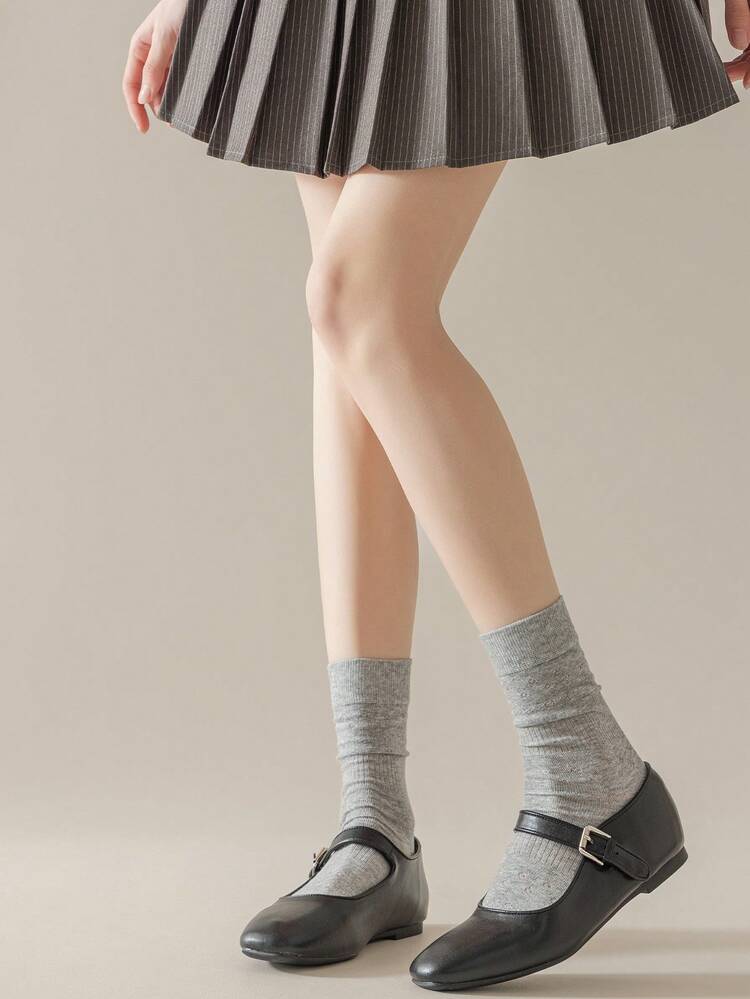 1/5双装女士薄款网眼镂空花卉芭蕾舞风格中筒袜，舒适纯色船袜，适合春夏穿着 - 彩色 - 查看 12