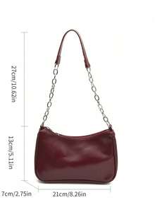Túi đeo chéo dưới cánh tay bằng da PU tối giản đa năng mới nhất mùa Xuân/Hè 2024, túi đeo vai thời trang có dây xích, túi xách tay chất lượng cao. - Màu Đỏ Sâu - Xem 7