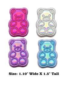 4件套小熊软糖动物贴片迷你套装，刺绣熨烫贴花 - 彩色 - 查看 2