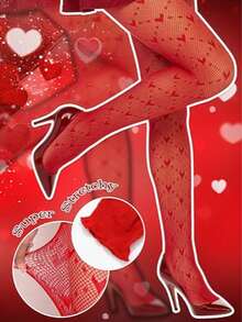 1 đôi quần tất lưới họa tiết trái tim đen trắng, tất lưới hình trái tim, quần tất lưới màu đỏ dành cho nữ, thích hợp cho tiệc Valentine, hẹn hò, du lịch mùa hè, tiệc tùng, quà tặng cosplay. - Nhiều màu - Xem 5