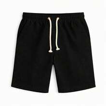Men's Linen Shorts Summer Spring / Summer Spring Regular Fit Pocket Drawstring Knot Beach Going Out Night Weekend Casual Holiday Daily Father's Day Valentine's Day Carnival New Year Spring Festival - 黑色 - 查看 2